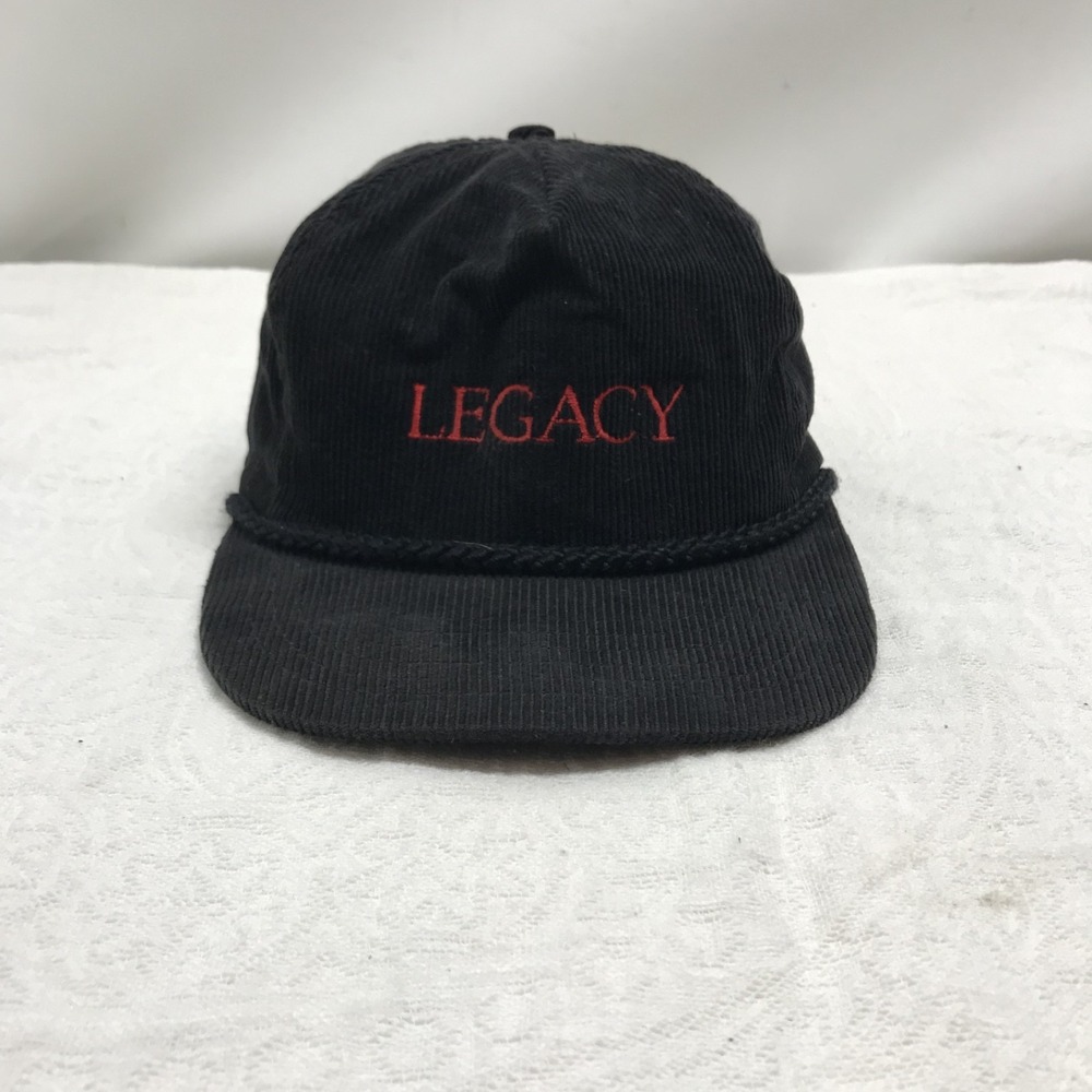 Vintage Designer Award Corduroy Snapback Hat Legacy Black Trucker Train Golf Top